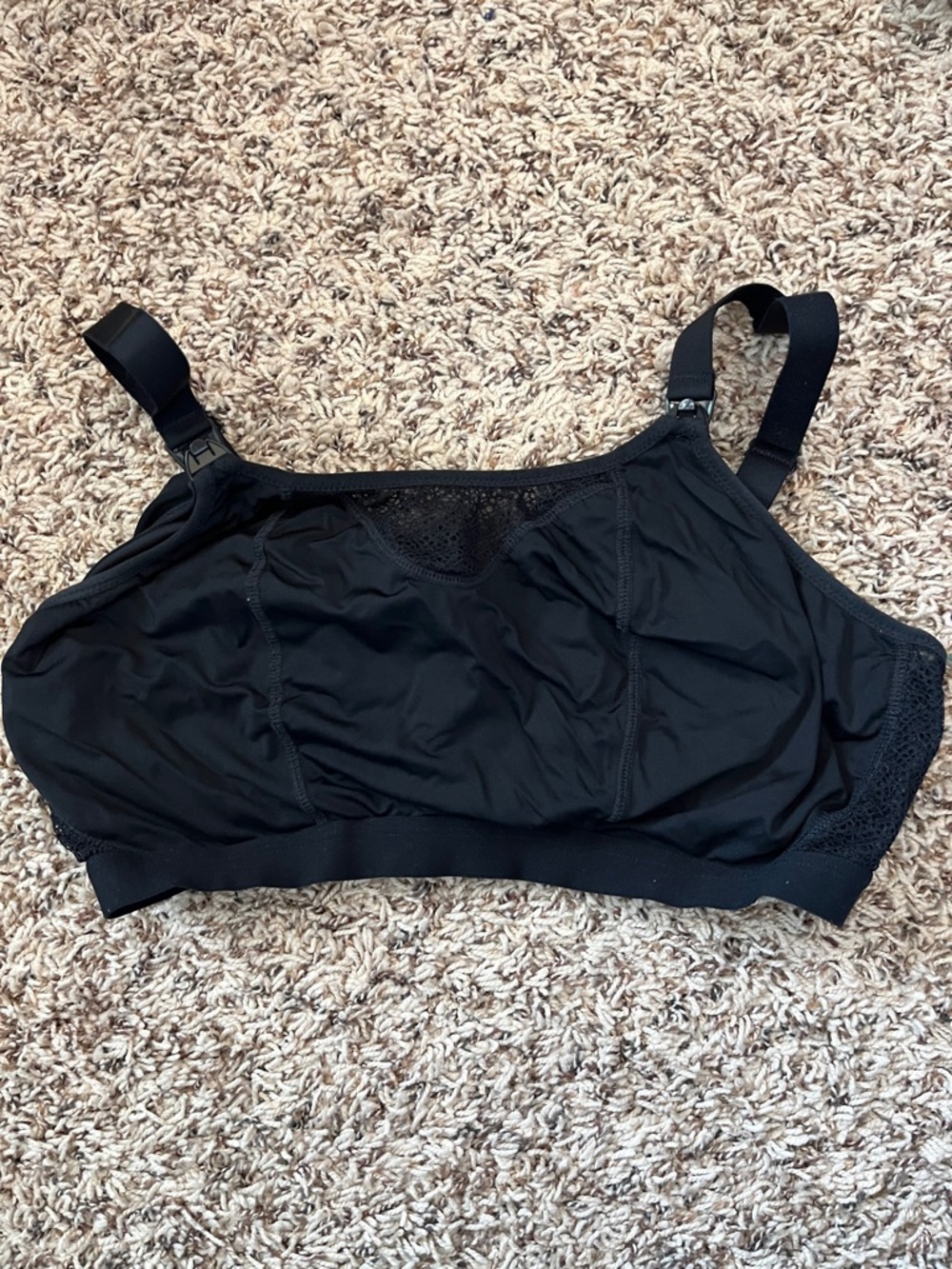 Panache Black Wireless Nursing Bra with Mesh Accents